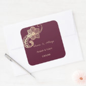 Sticker Carré Élégant Mariage Chic Gold Paisley (Enveloppe)