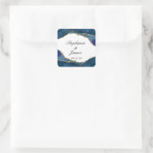 Sticker Carré Élégant Mariage d'agate d'or bleu (Sac)