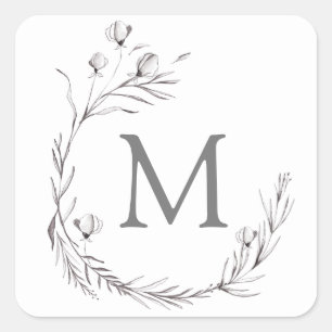 Sticker Carré Élégant Mariage de couronne blanc gris argenté
