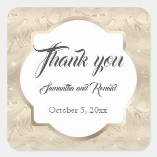 Sticker Carré Élégant Mariage de foulées d'or Sandy