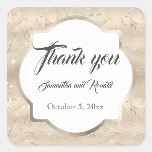 Sticker Carré Élégant Mariage de foulées d'or Sandy (Devant)