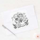 Sticker Carré Élégant Mariage de mariée et de de chambre (Enveloppe)