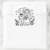 Sticker Carré Élégant Mariage de mariée et de de chambre (Sac)