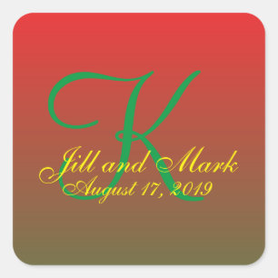 Sticker Carré Élégant Mariage de monogramme de budget personnali