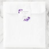 Sticker Carré Élégant mariage de script floral violet (Sac)