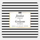 Sticker Carré Élégant Mariage de trame en or noir blanc (Devant)