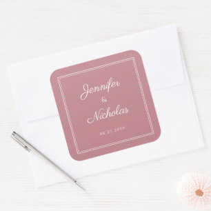 Sticker Carré Élégant mariage écriture rose poussiéreuse