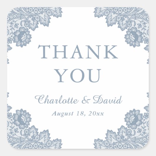 Sticker Carré Elégant Mariage en dentelle bleu bleu bleu bleu fl (Devant)