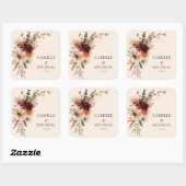 Sticker Carré Élégant Mariage floral automne (Feuille)