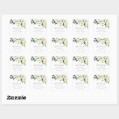 Sticker Carré Elégant Mariage Floral Blanc Bienvenue (Feuille)