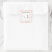 Sticker Carré Élégant Mariage floral brillant Monogram (Sac)