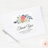Sticker Carré Élégant Mariage floral de pêche (Enveloppe)