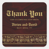 Sticker Carré Élégant Mariage floral or de Bourgogne (Devant)