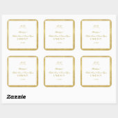 Sticker Carré Elégant Mariage frontière or et blanc (Feuille)