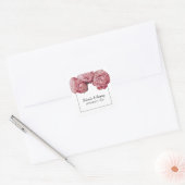 Sticker Carré Élégant Mariage rose Roses (Enveloppe)