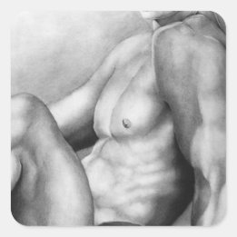 Sticker Carré Elégant Masculine Art Nu Homme Bodybuilder