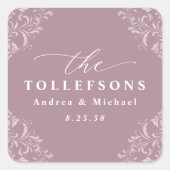 Sticker Carré Elégant Mauve Dusty Rose Mariage classique (Devant)