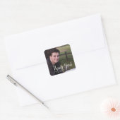 Sticker Carré Élégant Merci de graduation en typographie (Enveloppe)
