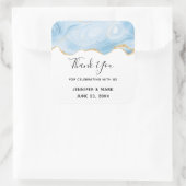 Sticker Carré Elégant Merci frontalier Blue et Gold Agate (Sac)