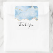 Sticker Carré Elégant Merci frontalier Blue et Gold Agate (Sac)