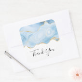 Sticker Carré Elégant Merci frontalier Blue et Gold Agate (Enveloppe)