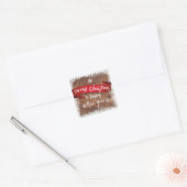 Sticker Carré Elegant Merry Christmas Script White Snowflakes (Enveloppe)