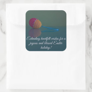 Sticker Carré Elégant, mignon Oeuf de Pâques désir personnalisé