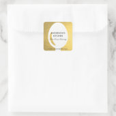STICKER CARRÉ ÉLÉGANT MINIMAL FAUX GOLD SPOON CHEF CATERING (Sac)