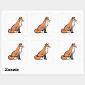 Sticker Carré Elegant Minimal Fox Illustration (Feuille)
