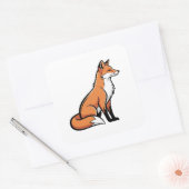 Sticker Carré Elegant Minimal Fox Illustration (Enveloppe)