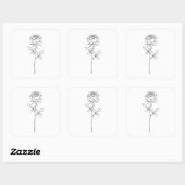 Sticker Carré Elegant Minimal Line Art Rose (Feuille)