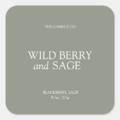 Sticker Carré Elegant Minimal Sage Green Candle  (Devant)