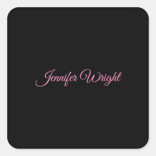 Sticker Carré Élégant minimaliste unique moderne rose noir clair