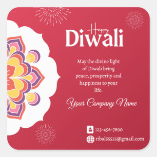 Sticker Carré Élégant Modèle Happy Diwali