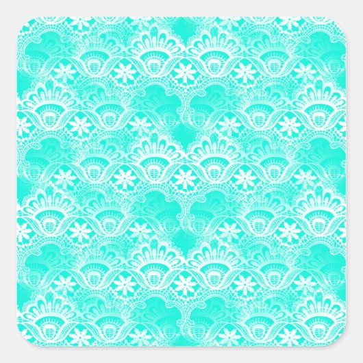 Sticker Carré Elégant modèle Turquoise Turquoise Lace Damask Lac (Devant)