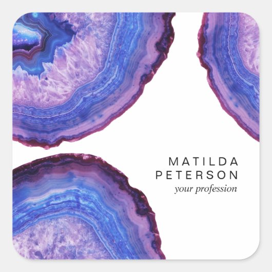 Sticker Carré Elégant moderne design violet agate pierre (Devant)