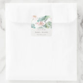 Sticker Carré Élégant moderne Pastel Blush Nénuphar Mariage (Sac)
