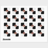 Sticker Carré Elegant monogram rose gold black marble (Feuille)