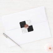 Sticker Carré Elegant monogram rose gold black marble (Enveloppe)