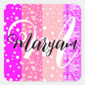 Sticker Carré Élégant Monogramme de Nom Moderne Rose Pastel  (Devant)
