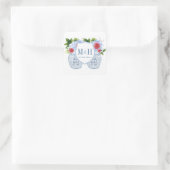 Sticker Carré Élégant Monogramme Mariage rouge blanc (Sac)