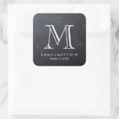 Sticker Carré Élégant Monogramme moderne Chalkboard Favoriser Ét (Sac)