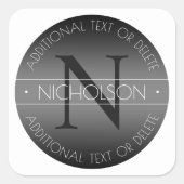 Sticker Carré Élégant Monogramme moderne noir & blanc (Devant)