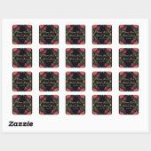 Sticker Carré Élégant moody rose poachy boho floral (Feuille)