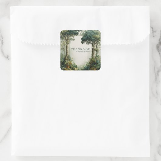 Sticker Carré Elegant Mossy Forest Ancient Tree Rustic (Sac)