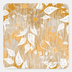 Sticker Carré Elégant motif floral.
