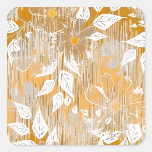 Sticker Carré Elégant motif floral. (Devant)