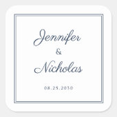 Sticker Carré Elegant Navy Blue Script Wedding (Devant)