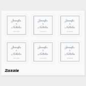 Sticker Carré Elegant Navy Blue Script Wedding (Feuille)
