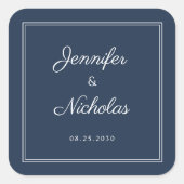 Sticker Carré Elegant Navy Blue Script Wedding (Devant)